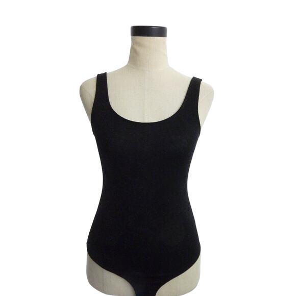 Zara Black Semi Sheer Glitter Sparkle Bodysuit One piece - Picture 1 of 5